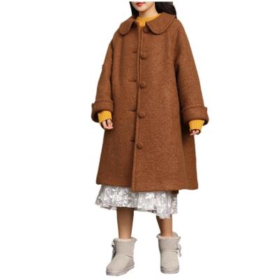 China Plus Size Anti Shrink Coats For Women Brown Thick Woolen Ditch Coat With Long Sleeves Medium Length for sale