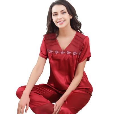 China QUICK DRY Top Fashion Sleepwear V-Neckline Nightgowns Pajama Set,Women Elegant Sexy Nightgowns for sale