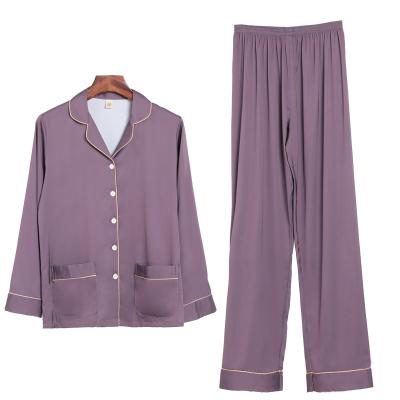 China China Factory Wholesale Fashion Solid Color Silk Pajamas QUICK DRY Long Sleeve Pajamas for sale