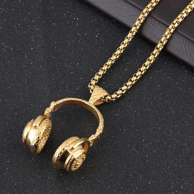 China FASHIONABLE Unique Women Men Earphone Shape Necklace Jewelry Custom Stainless Steel Pendants For Necklace for sale