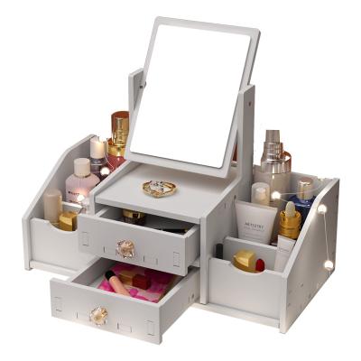 China Household Organizer Multi Layer Dresser Cosmetic Box Make Up Storage Drawers With Mirror for sale