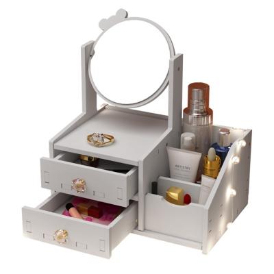 China Best Selling Viable Make Up Mirror With Storage Drawer Table Mirror Fashion Design Cosmetic Makeup Mirror for sale