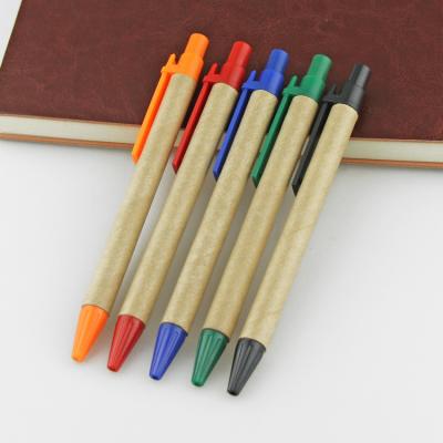 China office & Wholesale Custom Brown School Pen BKS Logo Eco Ballpoint Customized Natural Paper Pens With Custom Logo for sale