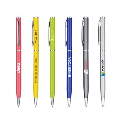 China office & Wholesale Cheap School Pen BKS China Factory Promotional Logo Metal Twist Slim Custom Ballpoint Pen for sale