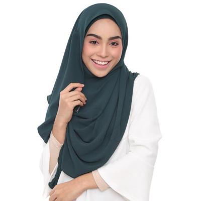 China Women Muslim Snap Fashion Double Buckle Chiffon Bubble Hijab Hijab Malaysia Tudung Scarf Double Buckle for sale