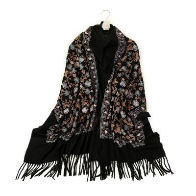 China High Quality Fashion Scarf Winter Embroidery Cashmere Scarf For Women Pashmina Shawl for sale