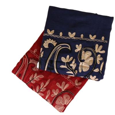 China High Quality Cotton Floral Muslim Embroidery Long Shawls Fashion Cotton Scarf Hijabs Floral Shawls for sale