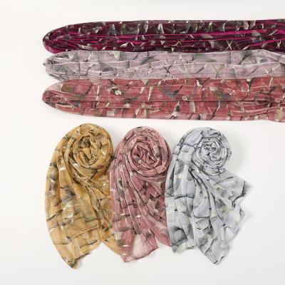 China New Arrival Fashion Long Shimmer Muslim Scarf Hijab Shawl For Women Shinny Print Hijab Scarf for sale