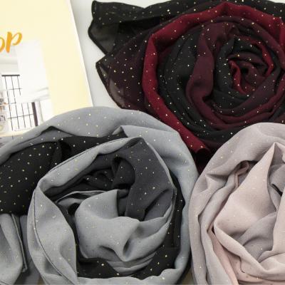 China Fashion Newest Wholesale Shimmer Glitter Chiffon Hijab Scarf Muslim Headscarf Two Colors Ombre Chiffon Hijab Scarf for sale