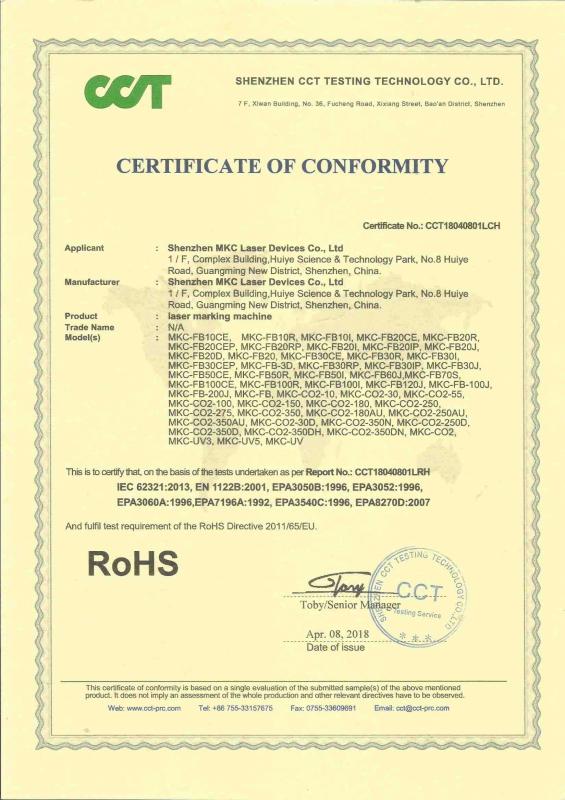 RoHS - Shenzhen MKC Laser Devices Co., Ltd.