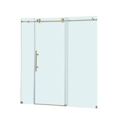 China Factory sale modern high quality tempered glass frameless gold sliding shower door for sale