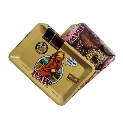 China Modern Popular Wholesale Custom Sublimation Metal Rolling Tinplate Tin Rolling Tray Tobacco Smoking Tray Food Serving Tray for sale