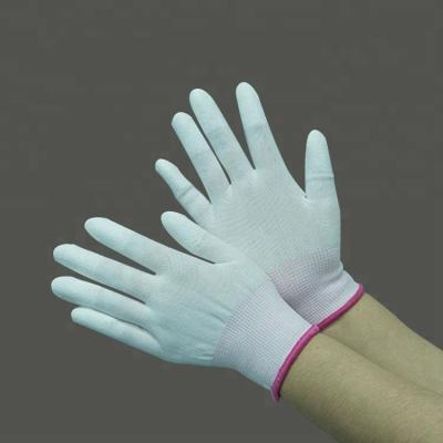 China Antistatic ESD Safe Work Gloves Knitted Gloves PU Coated Finger Fitting for sale