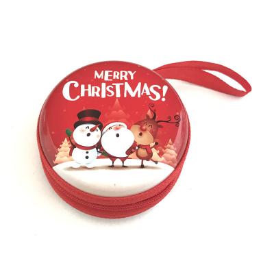 China Portable Anti-theft Coin Purse Cartoon Gift Box Christmas Change Clips Round Storage Box For Kids for sale