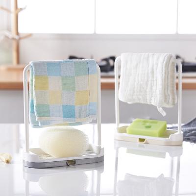 China Multi-Function Kitchen Sink Countertop Cloth Rack Plastic Drain Cleaning Sponge Wiping Rack Scouring Pad Storage Rack for sale