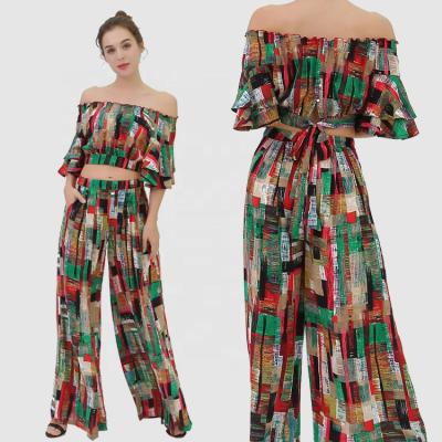 China 2019 New Summer Women Pants Ladies Anti-Static Palazzo Wide Leg Pants Two Piece Set Women Clothing for sale