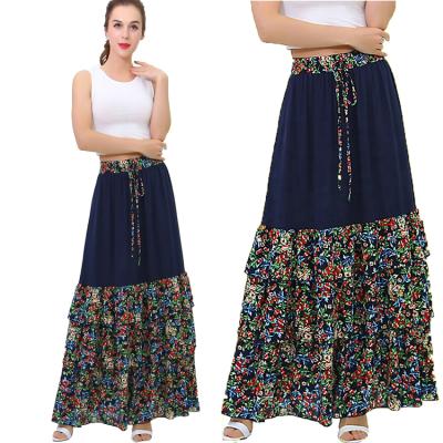 China Wholesale Manufacturer OEM ODM Boho Maxi Long Dress Skirt High Waist Anti-Static Ruffle Bohemian Skirt For Women for sale