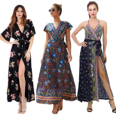 China Wholesale Anti-Static Flower Cheap Fashion Club Long Maxi Dress Summer Casual Elegant Boho Sexy Women Dresses For Ladies for sale