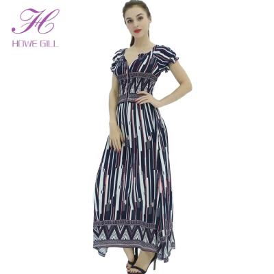 China New Products Anti-Static Summer V-Neck Dresses Vintage Boho Ladies Beach Party Maxi Long Dress For Women for sale