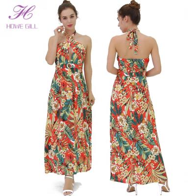 China Elegant Dress Anti-Static Sexy Floral Flower Ladies Hawaiian Women Beach Long Maxi Dress for sale