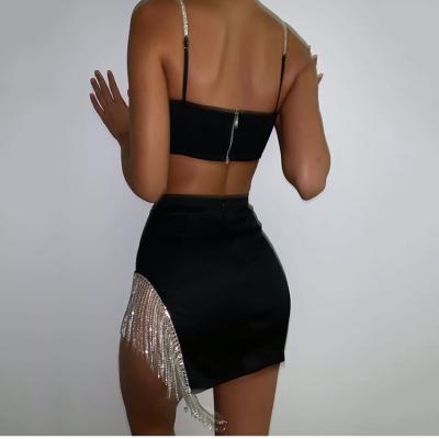 China New Anti-Wrinkle Crop Tube Tops And Wholesale Sexy Bodycon Mini Skirts Two Piece Women Clothing Set for sale