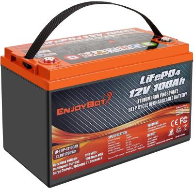 China BOATS LiFePO4 battery, 12V 100Ah lithium battery for RV, solar power and backup battery light weight with built-in BMS for sale