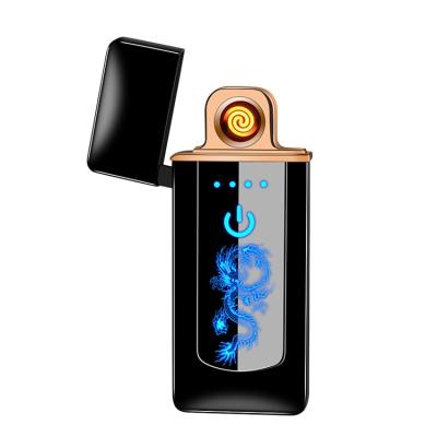 China Eclectic Fingerprint Sensing Big Screen Windproof USB Lighter Led For Christmas Gift for sale