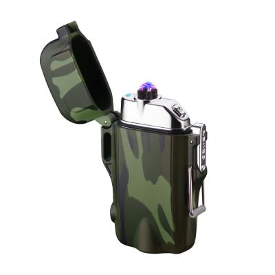 China Waterproof / Windproof And Luminous Traditional USB Rechargeable Camping Double Arc Lighter for sale