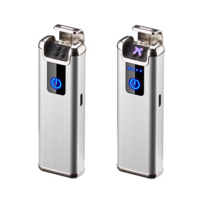 China Double Arc Metal Touch Screen Plasma Electric Lighter Windproof Flameless Lighters Double Arc USB Rechargeable Dapper Lighter for sale