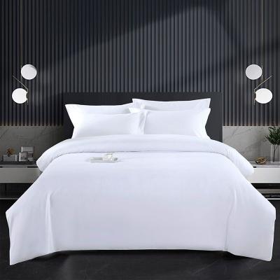 China Cheap Nondisposable Single King Bed Linen Queen Cotton Gold Cvc 40s Double 1&3cm Stripe Hotel Bedding Comforter Covers White Bed Sheets for sale