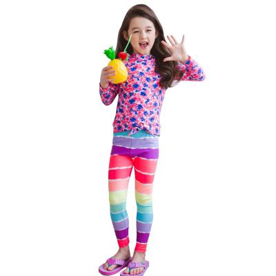 China Prinded Breathable Sun Protection Long Sleeve Prinded Kids Girls Beach Wear Swimwear Toddler Kids Swimsuit for sale