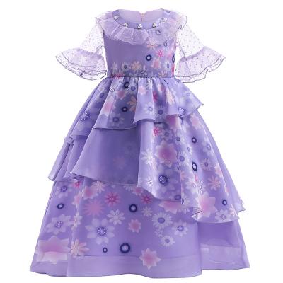 China Anti-Wrinkle Encanto Isabella Purple Girl Dress Long Sheath New Carnival Kids Party Cosplay Costume Girls Long Dresses for sale