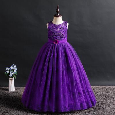 China Anti-wrinkle Flower Lace Layer Ball Gown Wedding Prom Party Girls Princess Dress For Girls Long for sale