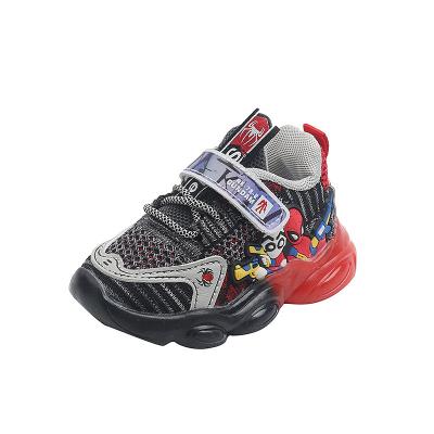 China Light Weight Hot Selling Ignition Casual Running Led Flashing Spiderman Children Shoes Girl Sneakers Girls Boys Laces Shoes for sale