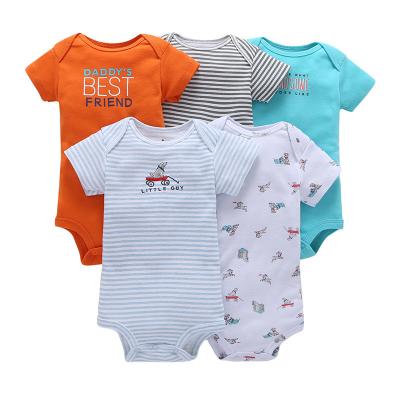 China Cute Infant Toddler Ropa De Bebe Woven Baby Romper Summer Cotton Boy Girl Romper High Quality Newborn Cartoon Short Sleeve Pajamas for sale