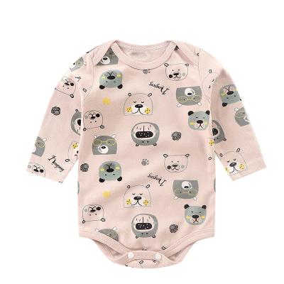 China Cute Cotton Long Sleeve Baby Onesie White Terry Sweater Fabric Shortall Loose Rib Hem Baby Romper With Snap Button for sale