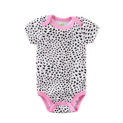 China Cotton Baby Boy Girls Summer Clothes Cotton Cartoon Pattern Leopard Print Baby Romper Newborn Clothes for sale