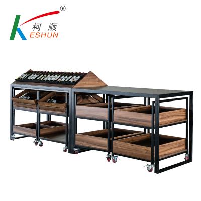 China Double sided fashion steel wooden steel side used in supermarket bar shelf for sale