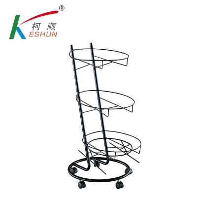 China Double Sided Movable 3-Tier Supermarket Fruit Vegetable Display Racks For Sale for sale