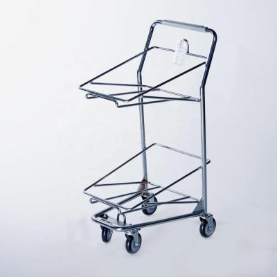 China 2019 Goods Double Baskets Mini Grocery Shopping Trolley Smart Wholesale Trolley For Sale for sale