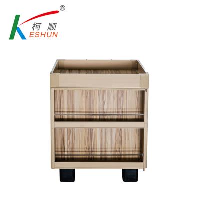 China Wholesale Double Sided Supermarket Receipt Wooden Shop Counter Design Promotion Table Racks for sale