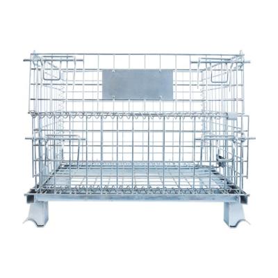 China Collapsible Galvanized Storage Wire Mesh Container Warehouse Steel Storage Cage for sale