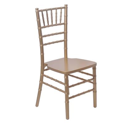 China Traditional Low Price Wedding Stackable White Gold Silver Wood Tiffany Banquet Chiavari Chair for sale