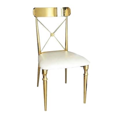 China Modern High Quality Gold Stainless Steel Back Design Middle Flower Luxury Party Chairs Events for sale