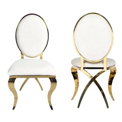 China Modern Manufacturer Oval Back Cross legs Stacking Metal Ss Hotel Banquet Wedding And Event Chairs For Sale for sale