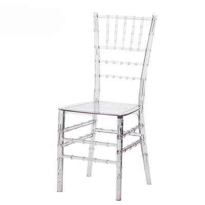 China Modern Wholesale hotel Transparent Polycarbonate Crystal Resin Plastic Event Acrylic Wedding Chiavari Chair for sale