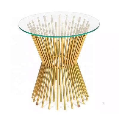 China Modern Modern Style Wedding Hire Luxury Gold Wire Round Highboy Cocktail Table for sale