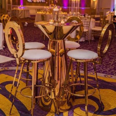 China Modern Event party Rental Diameter 4 Sester Gold Highboy Cocktail Tables For Events for sale