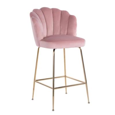 China High-quality Modern High Quality Golden Metal Legs Bar Stool Chairs Velvet Upholstered Club Bar Chairs for sale