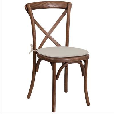 China Rustic Wholesale Cross Back Hotel Chair Wooden Wedding Crossback Chairs Rentals for Events Party Banquet for sale